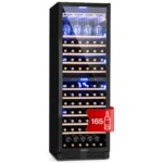 Klarstein Weinkühlschrank Freistehend, Kleiner Getränkekühlschrank Schmal, 2 Zonen Weinkühlschrank mit Glastür, Indoor/Outdoor Beersafe, Kühlschrank Klein mit LED-Lichter, 5-18°C, 73 Flaschen
