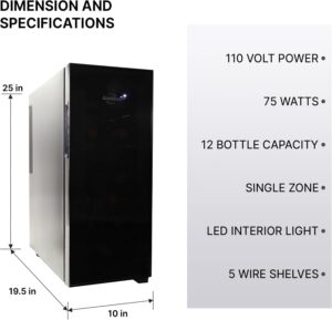 Koolatron Urban Series 12 Weinkühler, Thermoelektrischer Weinkühler, 1 cu. ft. Frestanding Wine Cellar für Home Bar, kleine Küche, Apartment, Condo, Cottage, Wohnmobil