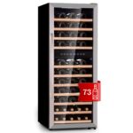 Klarstein Weinkühlschrank Freistehend, Kleiner Getränkekühlschrank Schmal, 2 Zonen Weinkühlschrank mit Glastür, Indoor/Outdoor Beersafe, Kühlschrank Klein mit LED-Lichter, 5-18°C, 33 Flaschen