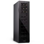 Klarstein Weinkühlschrank Freistehend, Kleiner Getränkekühlschrank Schmal, 2 Zone Weinkühlschrank mit Glastür, Indoor/Outdoor Beersafe, Kühlschrank Klein mit UV-Schutz, 5-18°C, 39 Flaschen