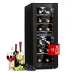 Klarstein Weinkühlschrank Freistehend, Kleiner Getränkekühlschrank Schmal, 2 Zone Weinkühlschrank mit Glastür, Indoor/Outdoor Beersafe, Kühlschrank Klein mit UV-Schutz, 5-18°C, 39 Flaschen