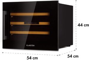 Klarstein Weinkühlschrank, 1 Zonen Getränkekühlschrank, Kleiner Einbau-Weinschrank Schmal, 57L Wein-Kühlschrank mit Glastür, Indoor/Outdoor Flaschenkühlschrank, Wine Fridge 5-22°C, 24 Flaschen