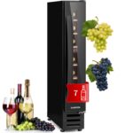 Klarstein Weinkühlschrank Freistehend, Kleiner Getränkekühlschrank Schmal, 2 Zonen Weinkühlschrank mit Glastür, Indoor/Outdoor Beersafe, Kühlschrank Klein mit LED-Lichter, 5-18°C, 73 Flaschen
