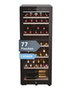 Haier Weinkühlschrank klein 50 SERIE 7 HWS42GDAU1 I 42 Flaschen Weinklimaschrank I Neue Technologie für perfekte Lagerung I Weinkühlschrank 2 Zonen, UV-Glastür & Holzregale I Wi-Fi I Wine fridge