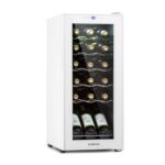 Klarstein Weinkühlschrank Freistehend, Kleiner Getränkekühlschrank Schmal, 2 Zone Weinkühlschrank mit Glastür, Indoor/Outdoor Beersafe, Kühlschrank Klein mit UV-Schutz, 5-18°C, 39 Flaschen