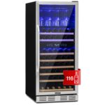 Klarstein Weinkühlschrank Freistehend, Kleiner Getränkekühlschrank Schmal, 2 Zonen Weinkühlschrank mit Glastür, Indoor/Outdoor Beersafe, Kühlschrank Klein mit LED-Lichter, 5-18°C, 73 Flaschen