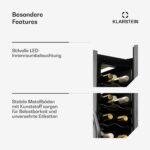 Klarstein Vinamour Weinkühlschrank 2 Zonen - 24 Flaschen, 5-18 °C, Touch-Steuerung, LED-Beleuchtung, Freistehend, Edelstahl-Doppeltür, Weinklimaschrank