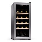 Klarstein Weinkühlschrank Freistehend, Kleiner Getränkekühlschrank Schmal, 2 Zone Weinkühlschrank mit Glastür, Indoor/Outdoor Beersafe, Kühlschrank Klein mit UV-Schutz, 5-18°C, 39 Flaschen