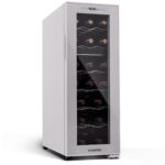 Klarstein Weinkühlschrank Freistehend, Kleiner Getränkekühlschrank Schmal, 2 Zone Weinkühlschrank mit Glastür, Indoor/Outdoor Beersafe, Kühlschrank Klein mit UV-Schutz, 5-18°C, 39 Flaschen