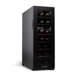 Klarstein Weinkühlschrank Freistehend, Kleiner Getränkekühlschrank Schmal, 2 Zone Weinkühlschrank mit Glastür, Indoor/Outdoor Beersafe, Kühlschrank Klein mit UV-Schutz, 5-18°C, 39 Flaschen