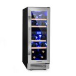 Klarstein Weinkühlschrank Freistehend, Kleiner Getränkekühlschrank Schmal, 2 Zonen Weinkühlschrank mit Glastür, Indoor/Outdoor Beersafe, Kühlschrank Klein mit LED-Lichter, 5-18°C, 73 Flaschen