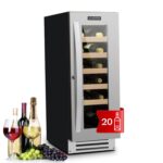 Klarstein Weinkühlschrank Freistehend, Kleiner Getränkekühlschrank Schmal, 2 Zonen Weinkühlschrank mit Glastür, Indoor/Outdoor Beersafe, Kühlschrank Klein mit LED-Lichter, 5-18°C, 73 Flaschen