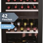 Haier Weinkühlschrank klein 50 SERIE 7 HWS42GDAU1 I 42 Flaschen Weinklimaschrank I Neue Technologie für perfekte Lagerung I Weinkühlschrank 2 Zonen, UV-Glastür & Holzregale I Wi-Fi I Wine fridge