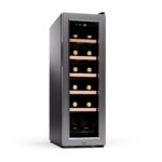 Klarstein Weinkühlschrank Freistehend, Kleiner Getränkekühlschrank Schmal, 2 Zone Weinkühlschrank mit Glastür, Indoor/Outdoor Beersafe, Kühlschrank Klein mit UV-Schutz, 5-18°C, 39 Flaschen