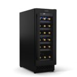 Klarstein Weinkühlschrank Freistehend, Kleiner Getränkekühlschrank Schmal, 2 Zonen Weinkühlschrank mit Glastür, Indoor/Outdoor Beersafe, Kühlschrank Klein mit LED-Lichter, 5-18°C, 73 Flaschen