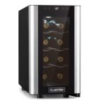 Klarstein Weinkühlschrank Freistehend, Kleiner Getränkekühlschrank Schmal, 2 Zone Weinkühlschrank mit Glastür, Indoor/Outdoor Beersafe, Kühlschrank Klein mit UV-Schutz, 5-18°C, 39 Flaschen