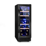 Klarstein Weinkühlschrank Freistehend, Kleiner Getränkekühlschrank Schmal, 2 Zonen Weinkühlschrank mit Glastür, Indoor/Outdoor Beersafe, Kühlschrank Klein mit LED-Lichter, 5-18°C, 73 Flaschen