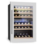 Klarstein Weinkühlschrank, 1 Zonen Getränkekühlschrank, Kleiner Einbau-Weinschrank Schmal, 57L Wein-Kühlschrank mit Glastür, Indoor/Outdoor Flaschenkühlschrank, Wine Fridge 5-22°C, 24 Flaschen