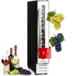 Klarstein Weinkühlschrank Freistehend, Kleiner Getränkekühlschrank Schmal, 2 Zonen Weinkühlschrank mit Glastür, Indoor/Outdoor Beersafe, Kühlschrank Klein mit LED-Lichter, 5-18°C, 73 Flaschen