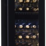 Klarstein Weinkühlschrank Freistehend, Kleiner Getränkekühlschrank Schmal, 2 Zone Weinkühlschrank mit Glastür, Indoor/Outdoor Beersafe, Kühlschrank Klein mit UV-Schutz, 5-18°C, 39 Flaschen