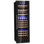 Klarstein Weinkühlschrank, 1 Zonen Getränkekühlschrank, Kleiner Einbau-Weinschrank Schmal, 57L Wein-Kühlschrank mit Glastür, Indoor/Outdoor Flaschenkühlschrank, Wine Fridge 5-22°C, 24 Flaschen
