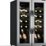 Klarstein Vinamour Weinkühlschrank 2 Zonen - 24 Flaschen, 5-18 °C, Touch-Steuerung, LED-Beleuchtung, Freistehend, Edelstahl-Doppeltür, Weinklimaschrank