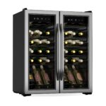 Klarstein Vinamour Weinkühlschrank 2 Zonen - 24 Flaschen, 5-18 °C, Touch-Steuerung, LED-Beleuchtung, Freistehend, Edelstahl-Doppeltür, Weinklimaschrank