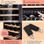 Klarstein Weinkühlschrank Freistehend, Kleiner Getränkekühlschrank Schmal, 2 Zonen Weinkühlschrank mit Glastür, Indoor/Outdoor Beersafe, Kühlschrank Klein mit LED-Lichter, 5-18°C, 73 Flaschen