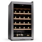 Klarstein Weinkühlschrank Freistehend, Kleiner Getränkekühlschrank Schmal, 2 Zone Weinkühlschrank mit Glastür, Indoor/Outdoor Beersafe, Kühlschrank Klein mit UV-Schutz, 5-18°C, 39 Flaschen