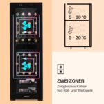 Klarstein Weinkühlschrank Freistehend, Kleiner Getränkekühlschrank Schmal, 2 Zone Weinkühlschrank mit Glastür, Indoor/Outdoor Beersafe, Kühlschrank Klein mit UV-Schutz, 5-18°C, 39 Flaschen