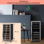 Klarstein Weinkühlschrank Freistehend, Kleiner Getränkekühlschrank Schmal, 2 Zonen Weinkühlschrank mit Glastür, Indoor/Outdoor Beersafe, Kühlschrank Klein mit LED-Lichter, 5-18°C, 33 Flaschen