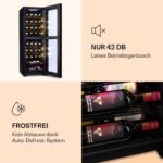 Klarstein Weinkühlschrank Freistehend, Kleiner Getränkekühlschrank Schmal, 2 Zone Weinkühlschrank mit Glastür, Indoor/Outdoor Beersafe, Kühlschrank Klein mit UV-Schutz, 5-18°C, 39 Flaschen