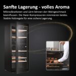 Haier Weinkühlschrank 50 SERIE 5 HWS79GDG I Weinklimaschrank für 79 Flaschen I Neue Technologie für beste Lagerung I Weinkühlschrank 2 Zonen, UV-Glastür & 5 Holzregalen I Wine Fridge vibrationsarm