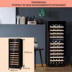 Klarstein Weinkühlschrank Freistehend, Kleiner Getränkekühlschrank Schmal, 2 Zonen Weinkühlschrank mit Glastür, Indoor/Outdoor Beersafe, Kühlschrank Klein mit LED-Lichter, 5-18°C, 73 Flaschen