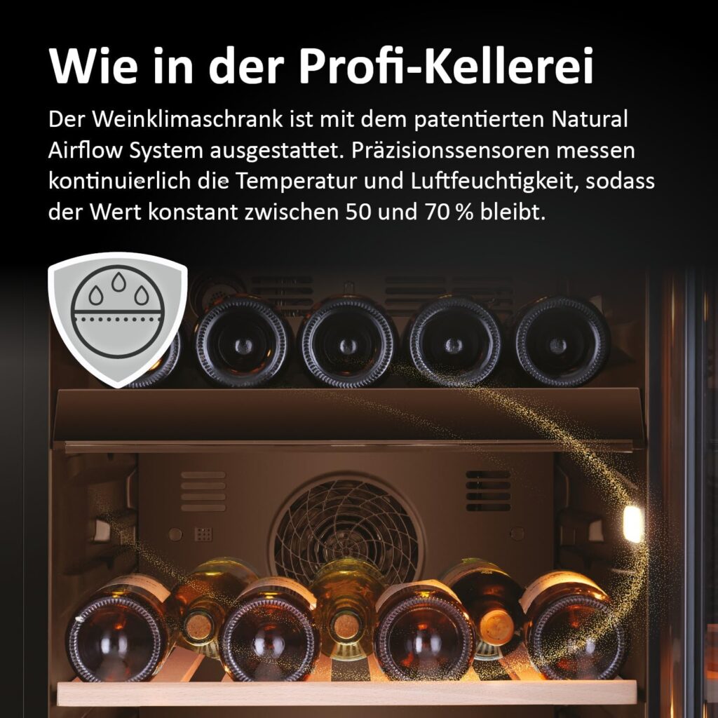 Haier Weinkühlschrank 50 SERIE 5 HWS79GDG I Weinklimaschrank für 79 Flaschen I Neue Technologie für beste Lagerung I Weinkühlschrank 2 Zonen, UV-Glastür & 5 Holzregalen I Wine Fridge vibrationsarm