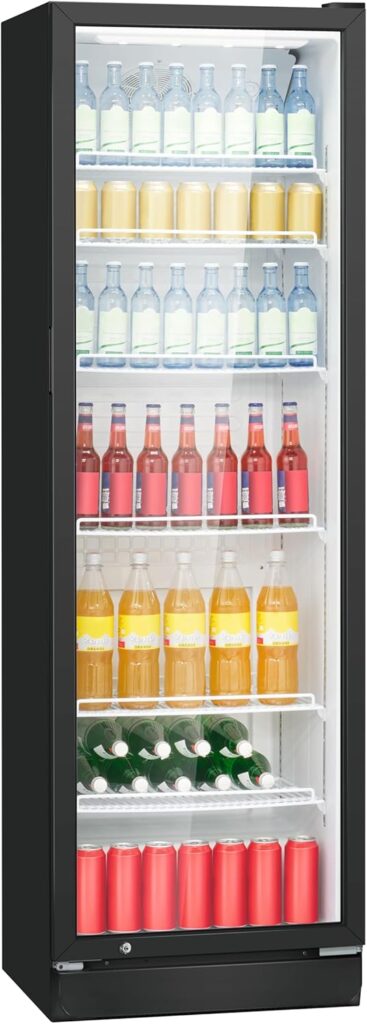 Bomann® Kühlschrank mit Glastür | Getränkekühlschrank abschließbar | 6 höhenverstellbare Ablagen | 30kg je Ablage | 347 Liter | Kühlschrank groß | Flaschenkühlschrank m. LED-Licht | KSG 7351 schwarz