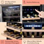 Klarstein Weinkühlschrank Freistehend, Kleiner Getränkekühlschrank Schmal, 2 Zonen Weinkühlschrank mit Glastür, Indoor/Outdoor Beersafe, Kühlschrank Klein mit LED-Lichter, 5-18°C, 33 Flaschen