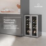 Klarstein Vinamour Weinkühlschrank 2 Zonen - 24 Flaschen, 5-18 °C, Touch-Steuerung, LED-Beleuchtung, Freistehend, Edelstahl-Doppeltür, Weinklimaschrank