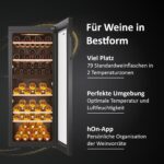 Haier Weinkühlschrank 50 SERIE 5 HWS79GDG I Weinklimaschrank für 79 Flaschen I Neue Technologie für beste Lagerung I Weinkühlschrank 2 Zonen, UV-Glastür & 5 Holzregalen I Wine Fridge vibrationsarm
