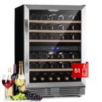 Klarstein Weinkühlschrank Freistehend, Kleiner Getränkekühlschrank Schmal, 2 Zonen Weinkühlschrank mit Glastür, Indoor/Outdoor Beersafe, Kühlschrank Klein mit LED-Lichter, 5-18°C, 73 Flaschen