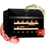 Klarstein Weinkühlschrank, 1 Zonen Getränkekühlschrank, Kleiner Einbau-Weinschrank Schmal, 57L Wein-Kühlschrank mit Glastür, Indoor/Outdoor Flaschenkühlschrank, Wine Fridge 5-22°C, 24 Flaschen
