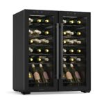 Klarstein Weinkühlschrank Freistehend, Kleiner Getränkekühlschrank Schmal, 2 Zone Weinkühlschrank mit Glastür, Indoor/Outdoor Beersafe, Kühlschrank Klein mit UV-Schutz, 5-18°C, 39 Flaschen