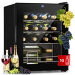 Klarstein Weinkühlschrank Freistehend, Kleiner Getränkekühlschrank Schmal, 2 Zone Weinkühlschrank mit Glastür, Indoor/Outdoor Beersafe, Kühlschrank Klein mit UV-Schutz, 5-18°C, 39 Flaschen
