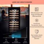 Klarstein Weinkühlschrank Freistehend, Kleiner Getränkekühlschrank Schmal, 2 Zonen Weinkühlschrank mit Glastür, Indoor/Outdoor Beersafe, Kühlschrank Klein mit LED-Lichter, 5-18°C, 73 Flaschen