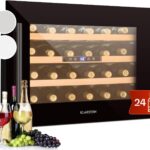 Klarstein Weinkühlschrank, 1 Zonen Getränkekühlschrank, Kleiner Einbau-Weinschrank Schmal, 57L Wein-Kühlschrank mit Glastür, Indoor/Outdoor Flaschenkühlschrank, Wine Fridge 5-22°C, 24 Flaschen