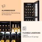 Klarstein Weinkühlschrank Freistehend, Kleiner Getränkekühlschrank Schmal, 2 Zone Weinkühlschrank mit Glastür, Indoor/Outdoor Beersafe, Kühlschrank Klein mit UV-Schutz, 5-18°C, 39 Flaschen