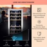 Klarstein Weinkühlschrank Freistehend, Kleiner Getränkekühlschrank Schmal, 2 Zonen Weinkühlschrank mit Glastür, Indoor/Outdoor Beersafe, Kühlschrank Klein mit LED-Lichter, 5-18°C, 33 Flaschen