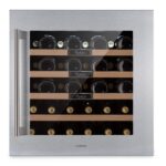 Klarstein Weinkühlschrank, 1 Zonen Getränkekühlschrank, Kleiner Einbau-Weinschrank Schmal, 57L Wein-Kühlschrank mit Glastür, Indoor/Outdoor Flaschenkühlschrank, Wine Fridge 5-22°C, 24 Flaschen