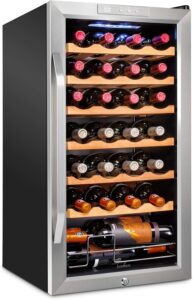 Ivation - Weinkühler mit 28 verschließbaren Flaschen, großer Weinkeller ohne Eingriff für Rot, Weiß, Champagner oder Champagner, 41f-64f mit digitaler Stahltemperaturregelung