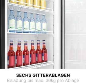 Bomann® Kühlschrank mit Glastür | Getränkekühlschrank abschließbar | 6 höhenverstellbare Ablagen | 30kg je Ablage | 347 Liter | Kühlschrank groß | Flaschenkühlschrank m. LED-Licht | KSG 7351 schwarz
